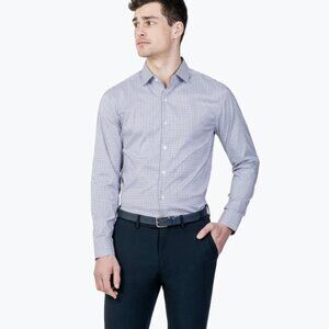 NWT MINISTRY OF SUPPLY M'S AERO SLIM DRESS SHIRT IN CHECK BLUE - XXL